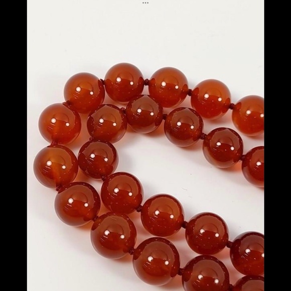 CARNELIAN BEADED NECKLACE Knotted & Well-Matched Premium Beads 27” Long … - Picture 5 of 7